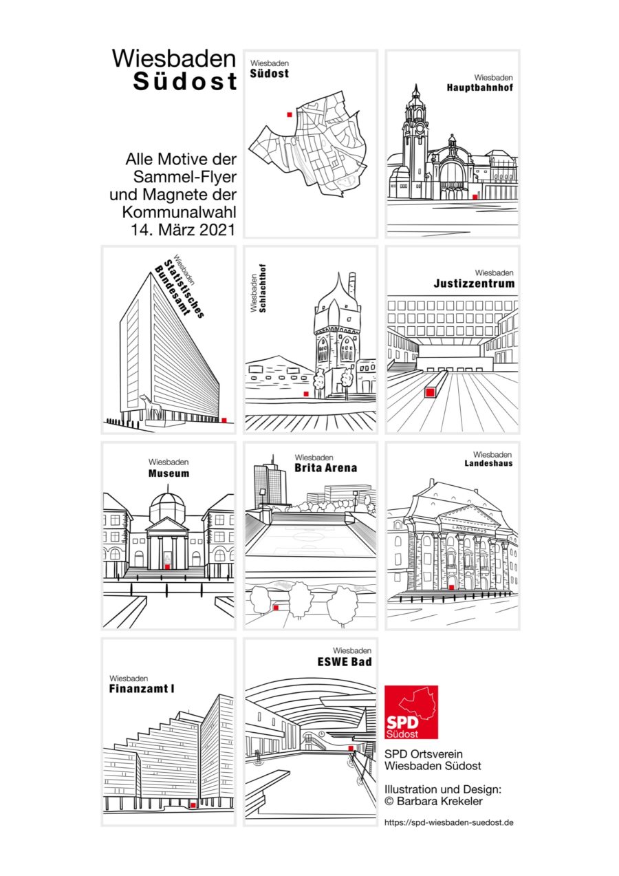 Übersicht über alle Sammelflyer der Kommunalwahl 2021 in Wiesbaden